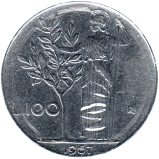 Preview 100 Lire, 1967 reverse