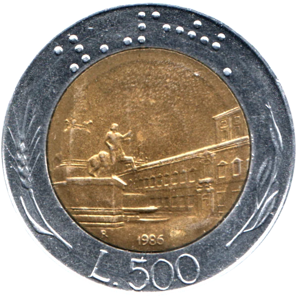 500 Lire, 1986 Reverse