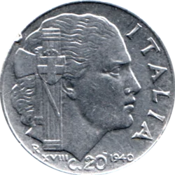 Preview 20 centesimi, 1940 reverse