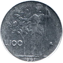Preview 100 Lire, 1991 reverse
