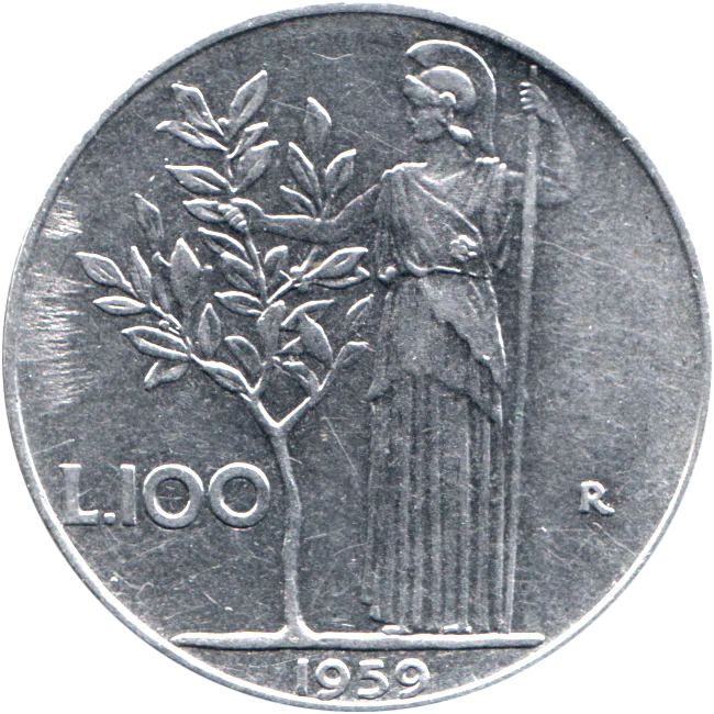 100 Lire, 1959 Reverse