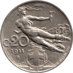 Preview 20 centesimi, 1911 reverse