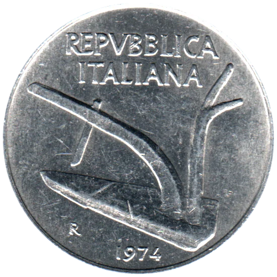 10 Lire, 1974 Obverse