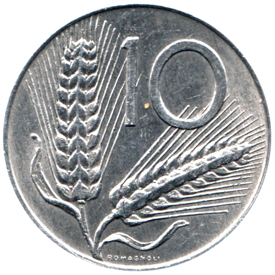 10 Lire, 1974 Reverse