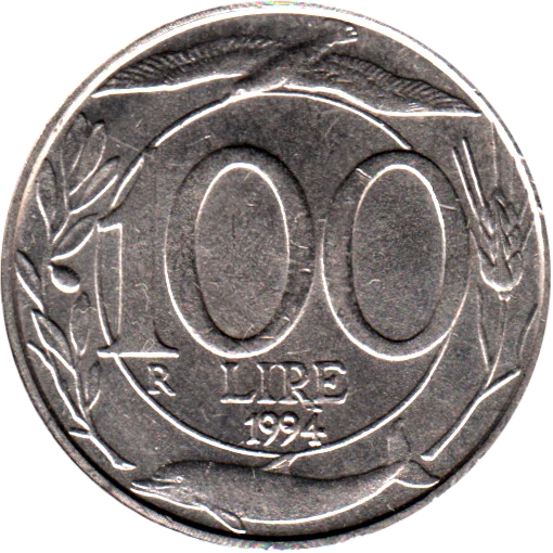 100 Lire, 1994 Reverse