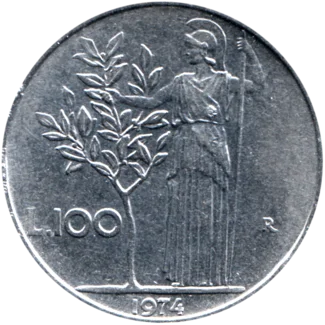 Preview 100 Lire, 1974 reverse