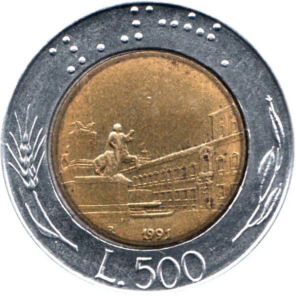 500 Lire, 1991 Reverse