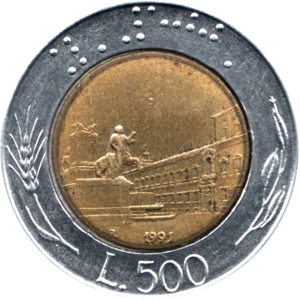 Preview 500 Lire, 1991 reverse
