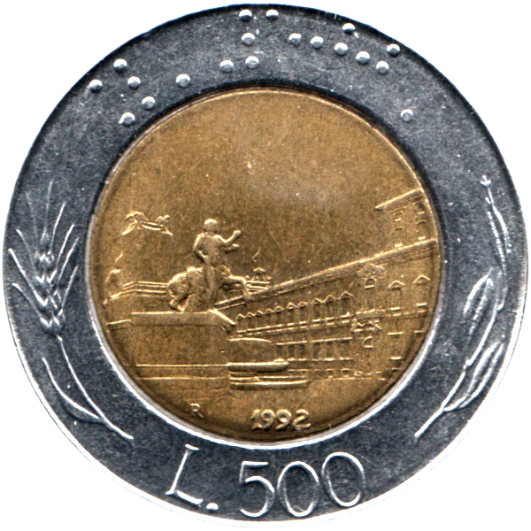 500 Lire, 1992 Reverse