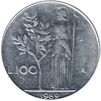 Preview 100 Lire, 1989 reverse