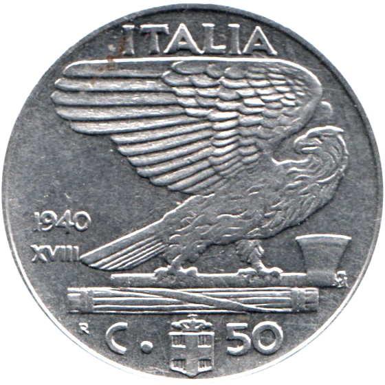 50 centesimi, 1940 Reverse
