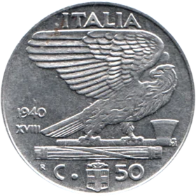Preview 50 centesimi, 1940 reverse