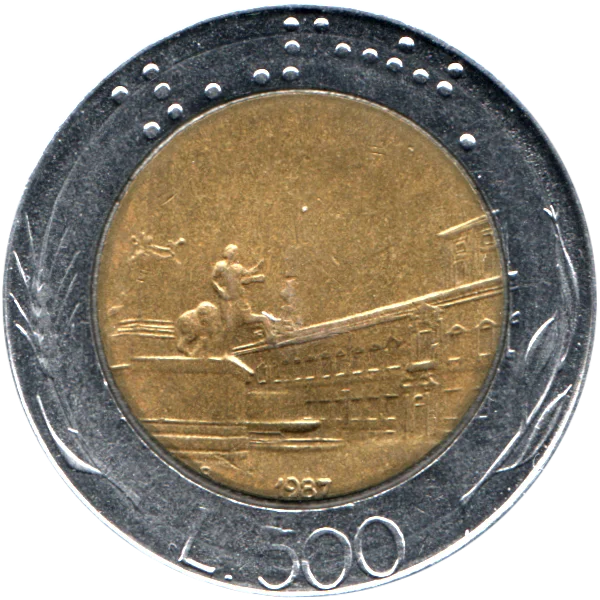 500 Lire, 1987 Reverse
