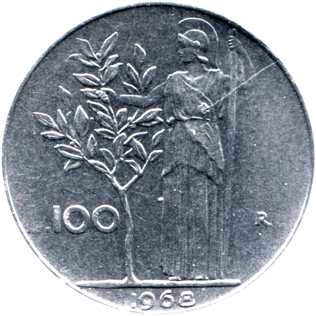 100 Lire, 1968 Reverse