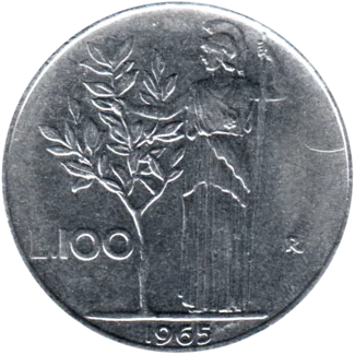 Preview 100 Lire, 1965 reverse
