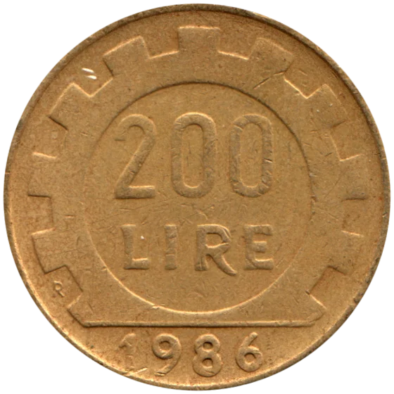 200 Lire, 1986 Reverse
