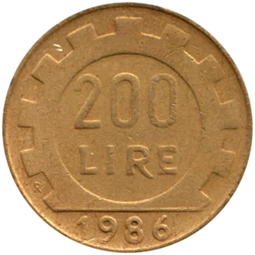 Preview 200 Lire, 1986 reverse