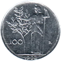Preview 100 Lire, 1992 reverse