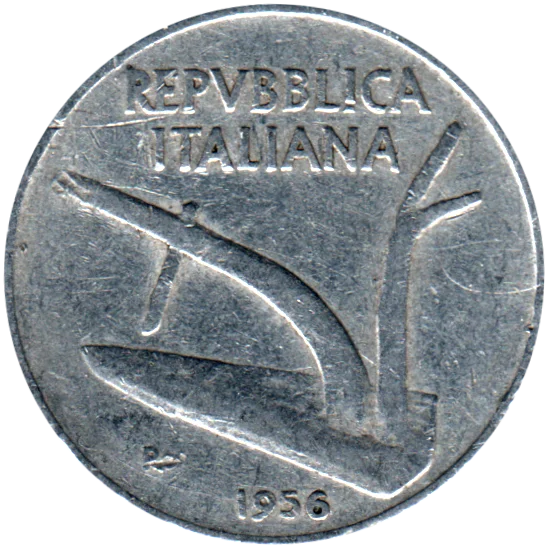 10 Lire, 1956 Obverse