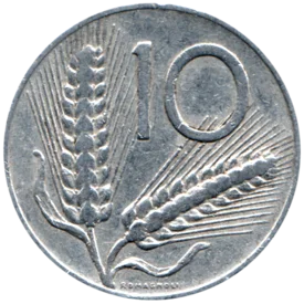 Preview 10 Lire, 1956 reverse