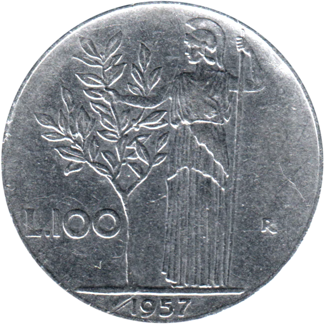 100 Lire, 1957 Reverse