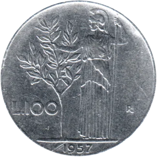 Preview 100 Lire, 1957 reverse