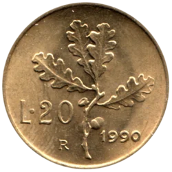 Preview 20 Lire, 1990 reverse