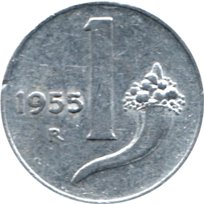 1 Lira, 1955 Reverse