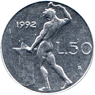 Preview 50 Lire, 1992 reverse