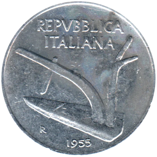 10 Lire, 1955 Obverse