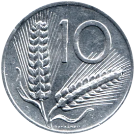 Preview 10 Lire, 1955 reverse