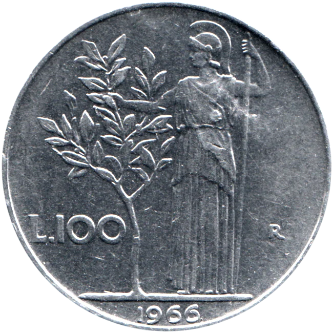 100 Lire, 1966 Reverse