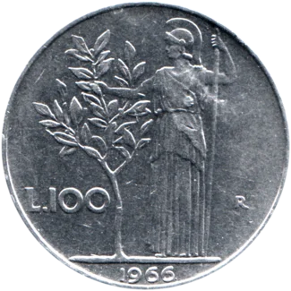 Preview 100 Lire, 1966 reverse
