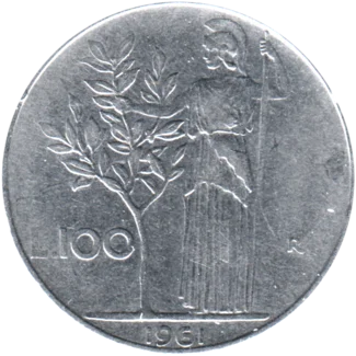 Preview 100 Lire, 1961 reverse