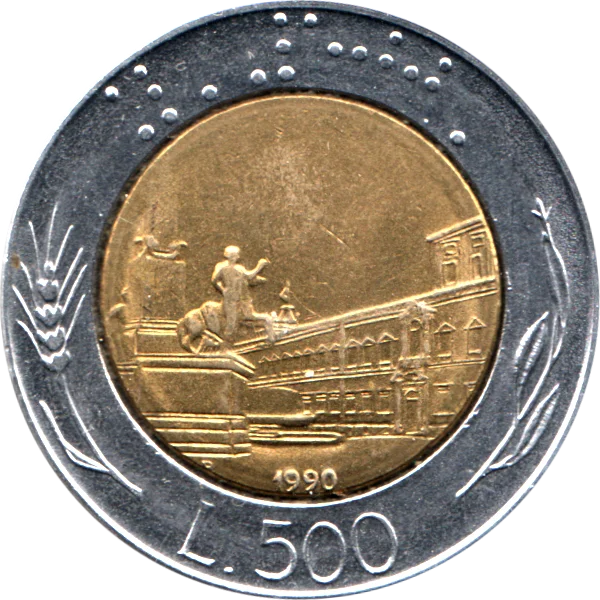 500 Lire, 1990 Reverse
