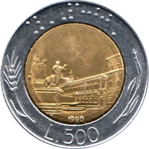 Preview 500 Lire, 1990 reverse