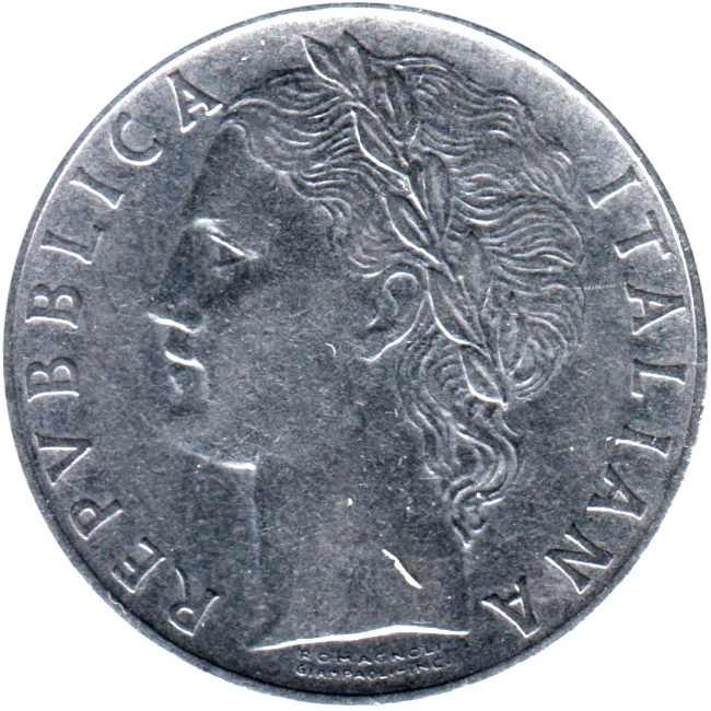 100 Lire, 1956 Obverse