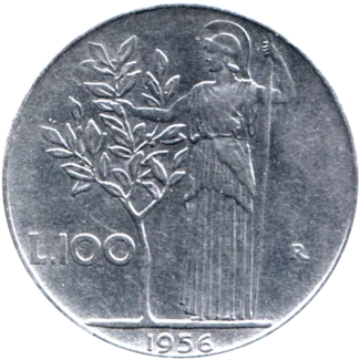 Preview 100 Lire, 1956 reverse