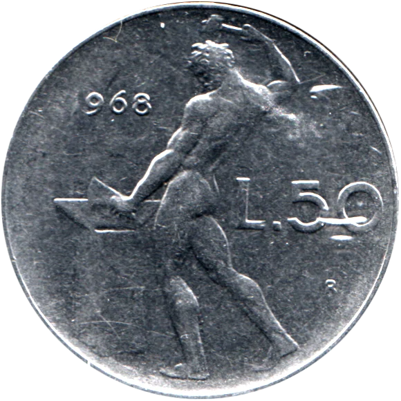 50 Lire, 1968 Reverse