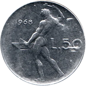Preview 50 Lire, 1968 reverse