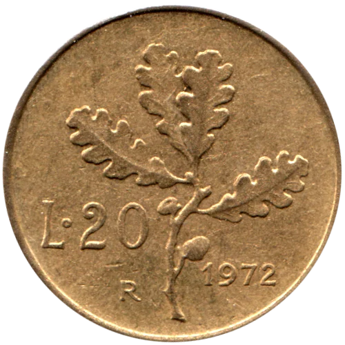 20 Lire, 1972 Reverse