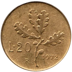 Preview 20 Lire, 1972 reverse