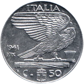 Preview 50 centesimi, 1941 reverse