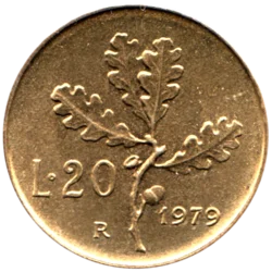 Preview 20 Lire, 1979 reverse