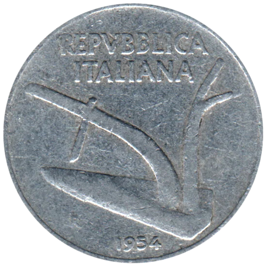 10 Lire, 1954 Obverse