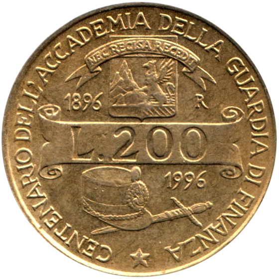200 Lire, 1996 Reverse