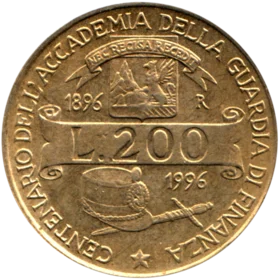 Preview 200 Lire, 1996 reverse