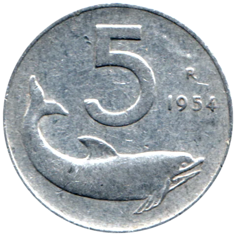5 Lire, 1954 Reverse
