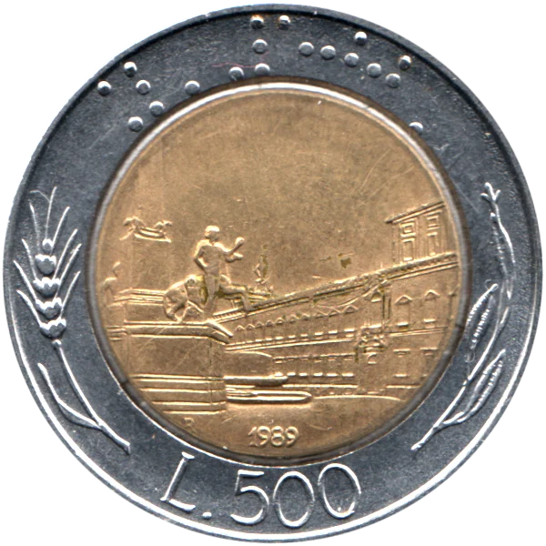 500 Lire, 1989 Reverse