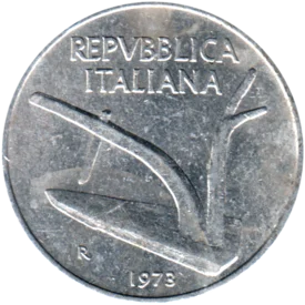 Preview 10 Lire, 1973 obverse